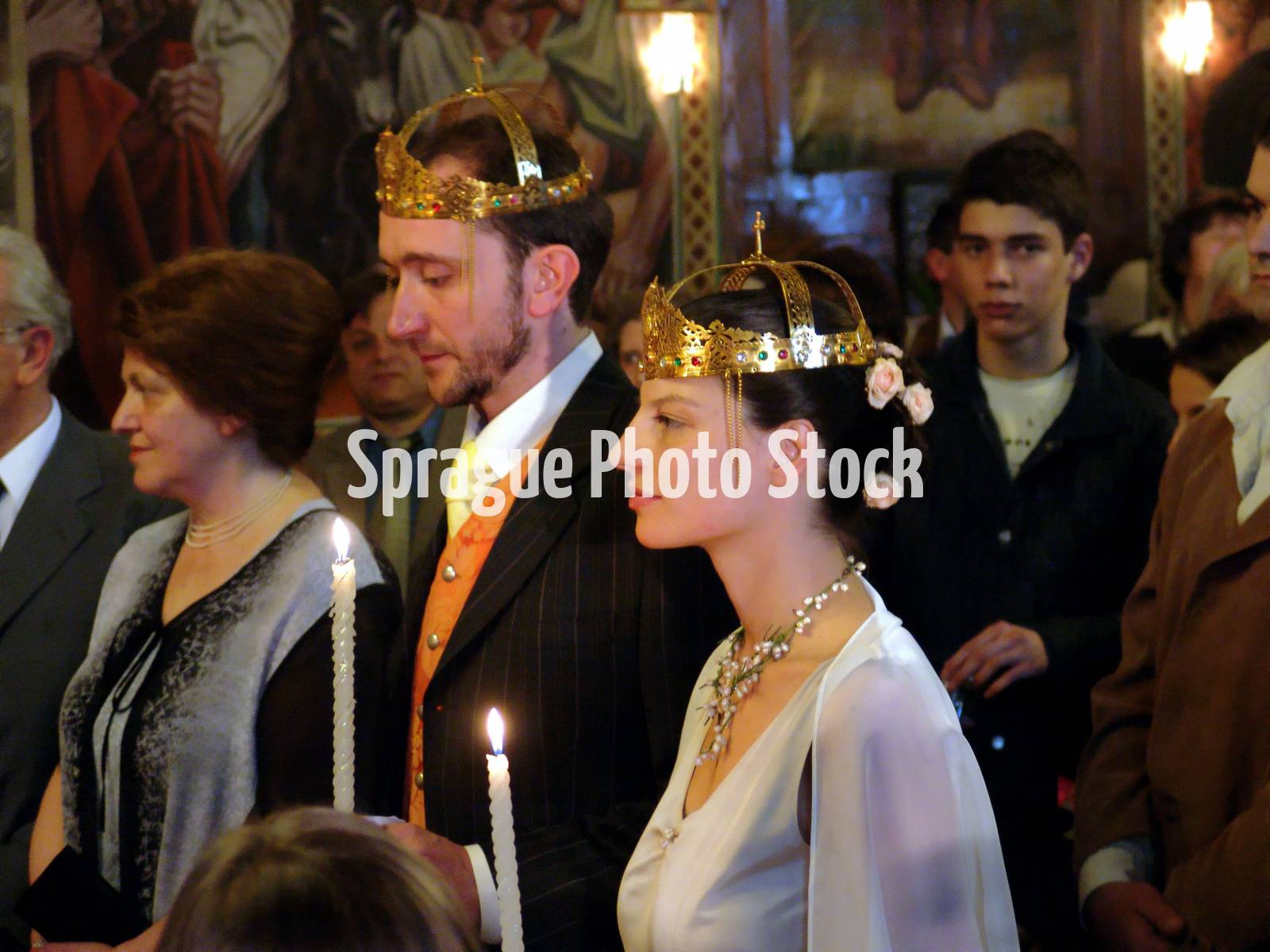 Wedding ceremony inside the Byzantine Catholic Assumption church, Sofia. Bulgaria.