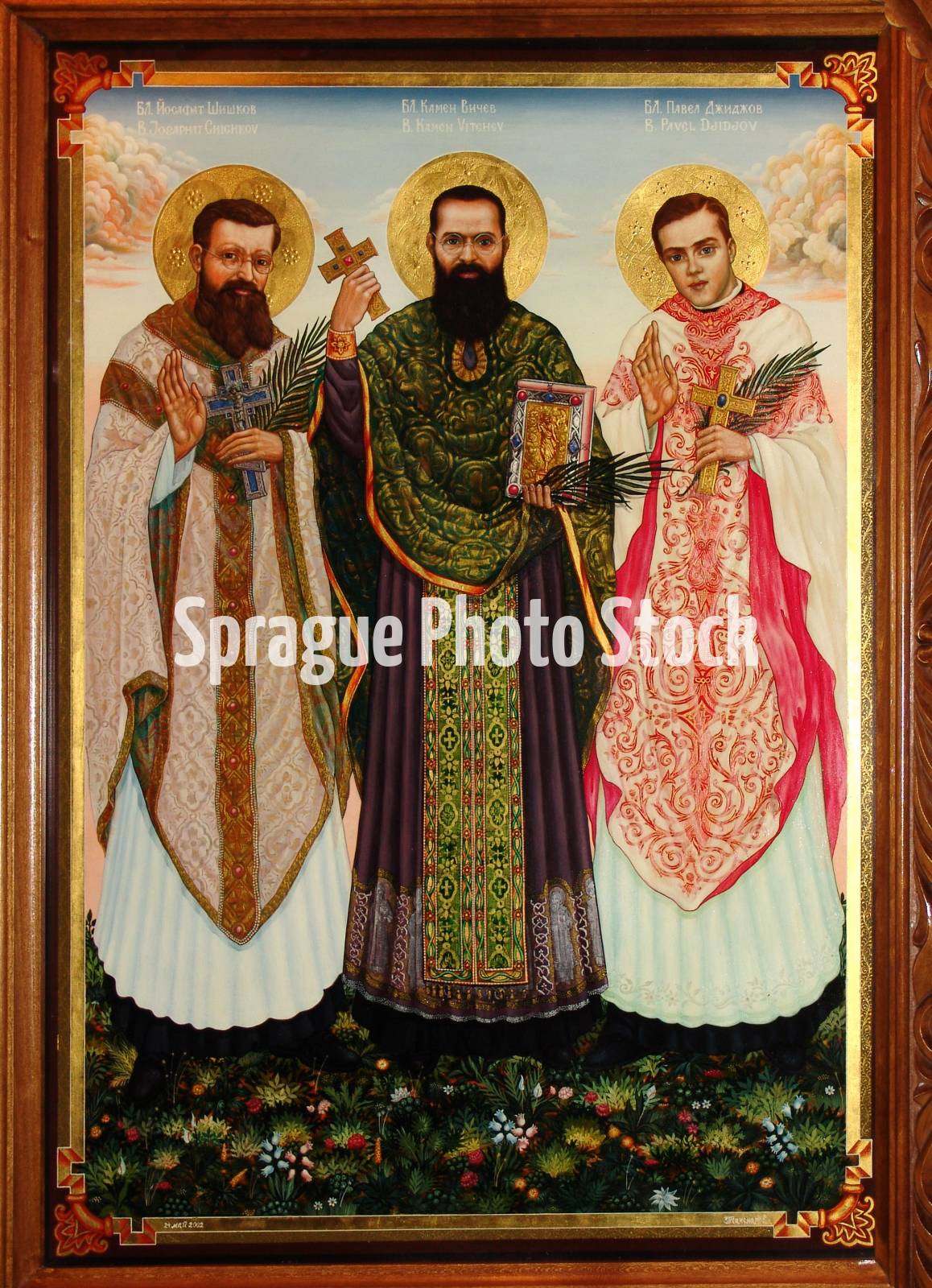 Icons inside the Byzantine Catholic church at Plovdiv. . Bulgaria.
